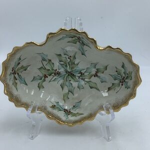 Vintage Cross Shaped Footed Holly Candy Bowl